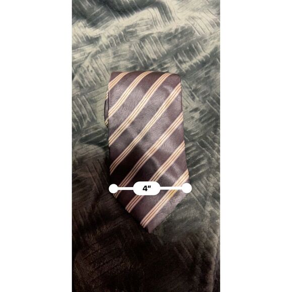 Rafaello Silk Tie Purple and Silver Striped - Picture 5 of 5